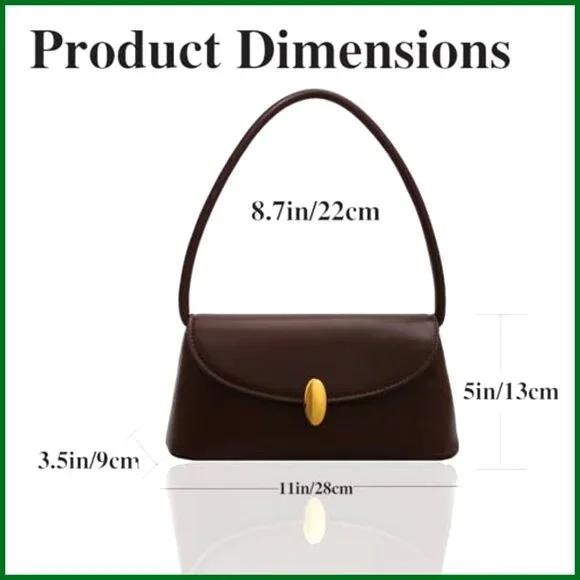 Retro Hobo Shoulder Bag Small Tote Vegan Leather Slouchy Chic Minimal - Picture 4 of 7